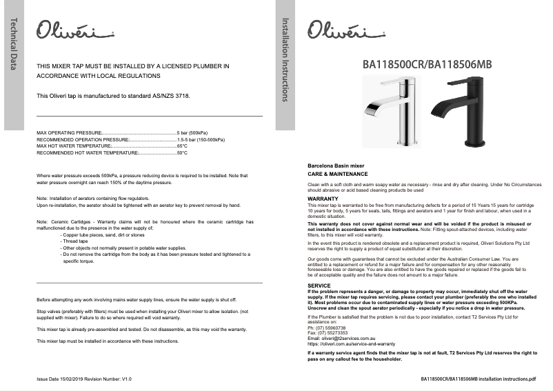 Image de la première page du manuel de l'appareil BA118500CR