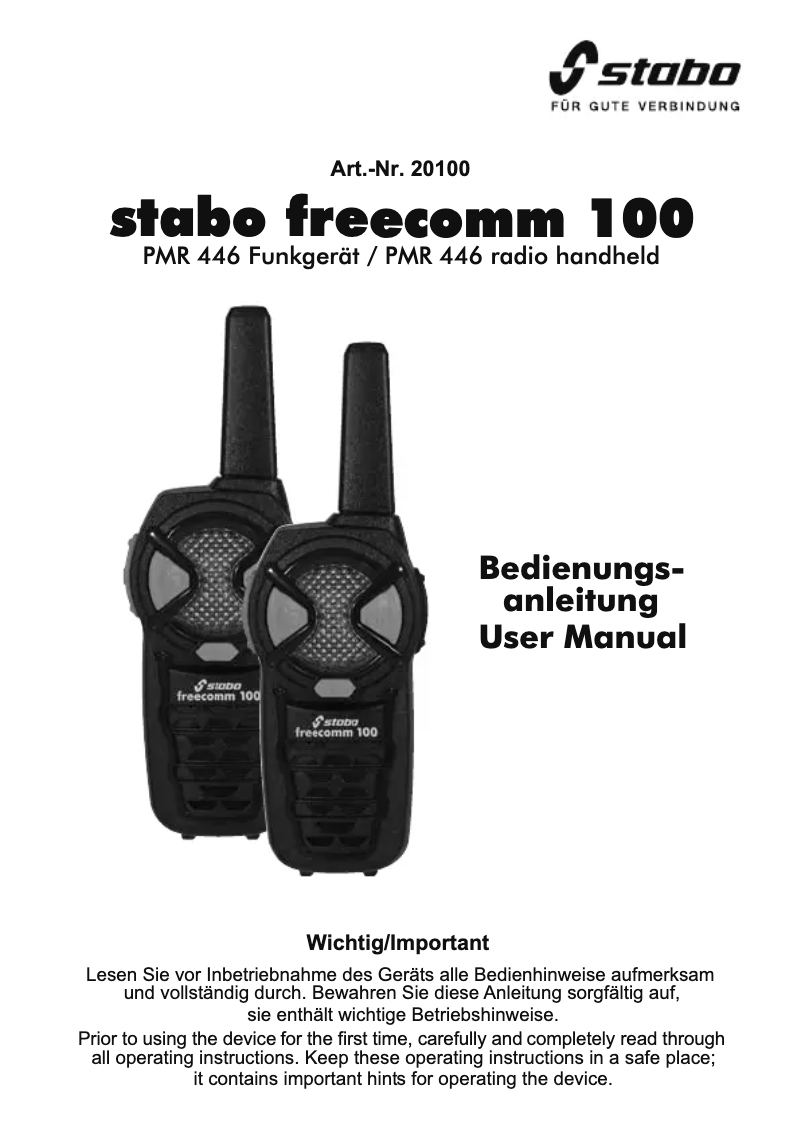 Página 1 del manual Manual de usuario Stabo Freecomm 100