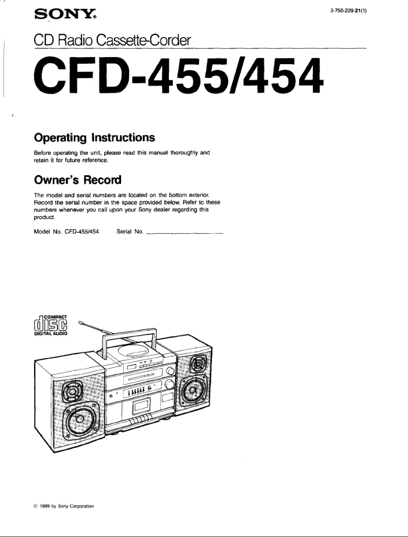 Página 1 del manual Manual de usuario Sony CFD-454