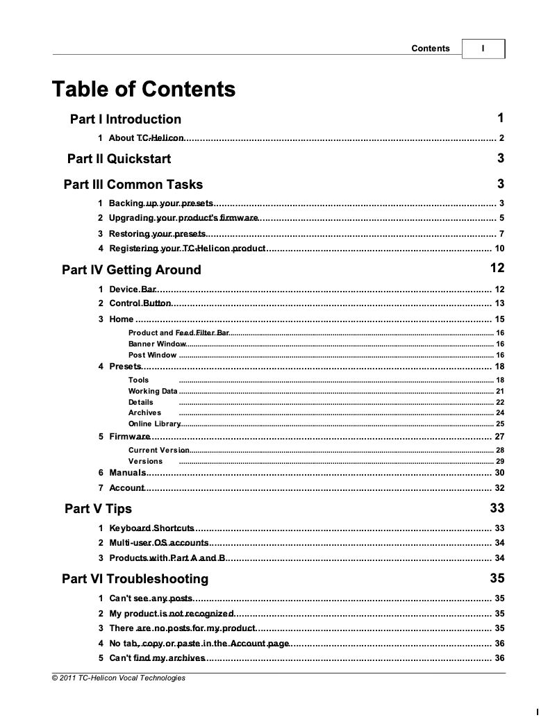 Page n°1 - Manuel utilisateur TC Helicon VoiceSupport