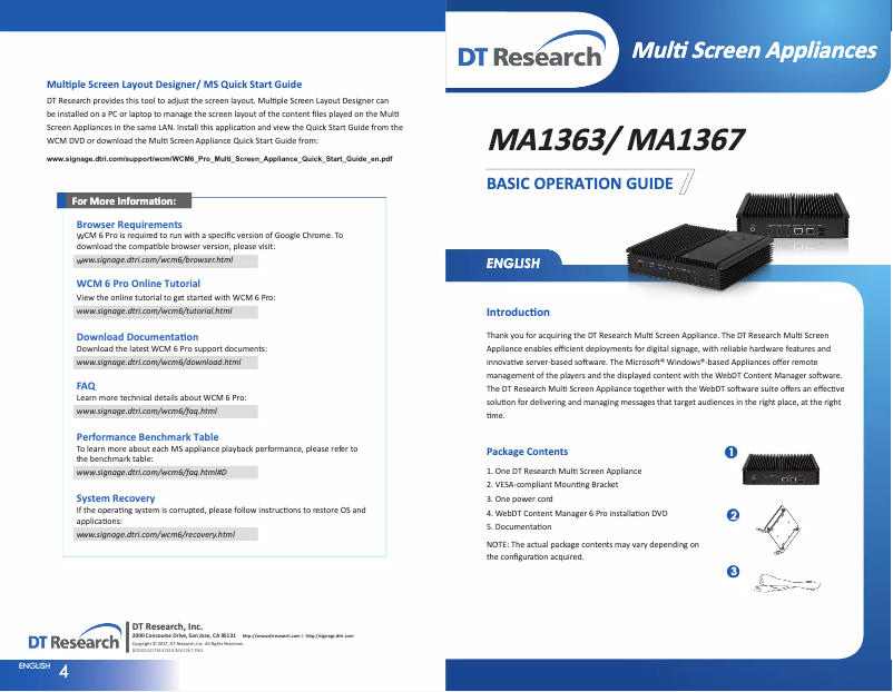 Page n°1 - Manuel utilisateur DT Research MA1363