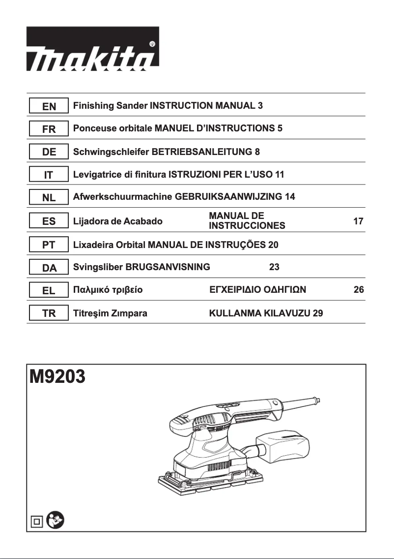 Image de la première page du manuel de l'appareil M9203