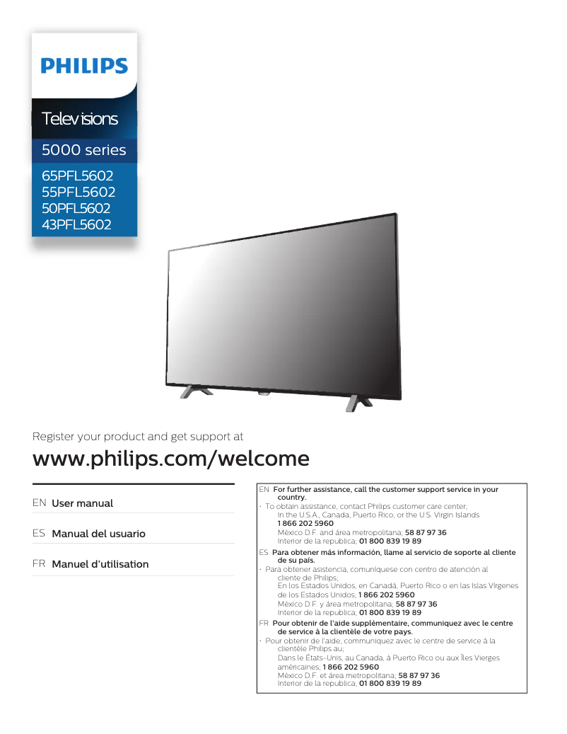 Page 1 de la notice Manuel utilisateur Philips 65PFL5602