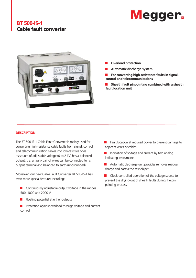 Image de la première page du manuel de l'appareil BT500 IS-1