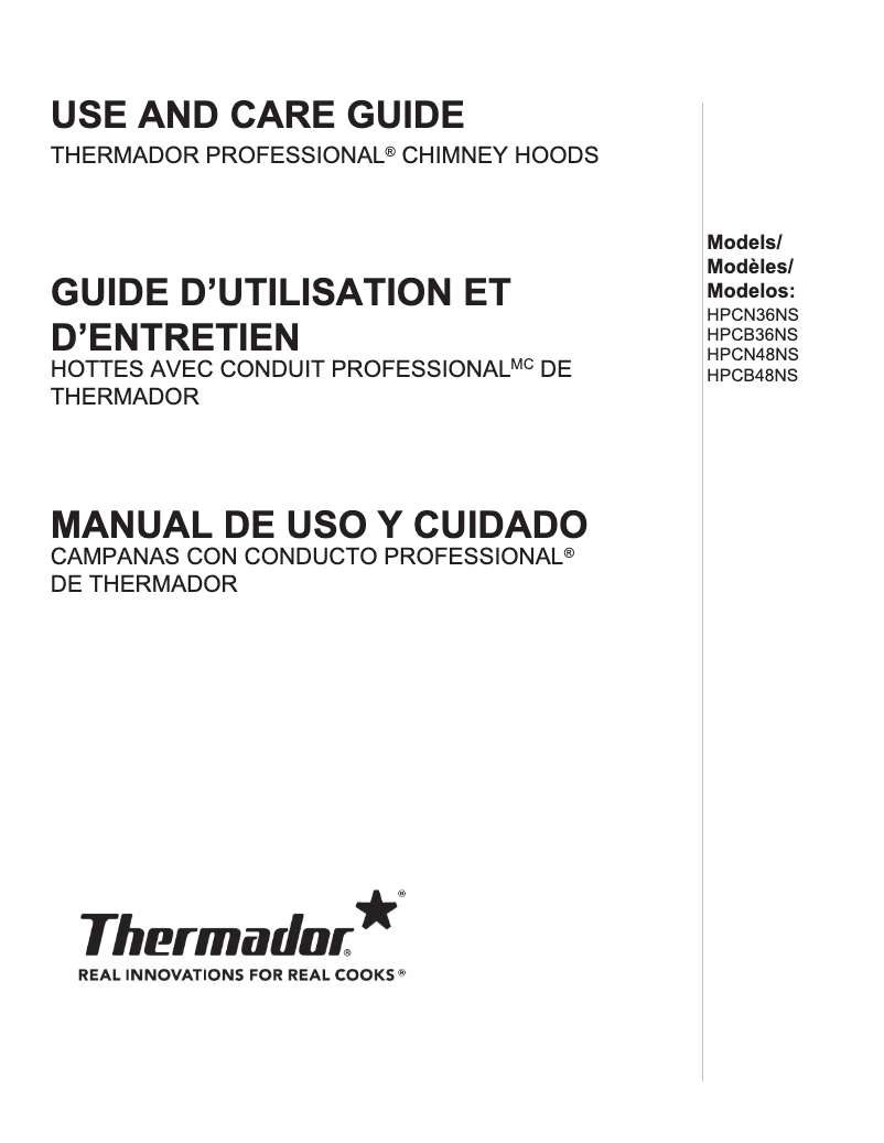 Page n°1 - Manuel utilisateur Thermador HPCB48NS
