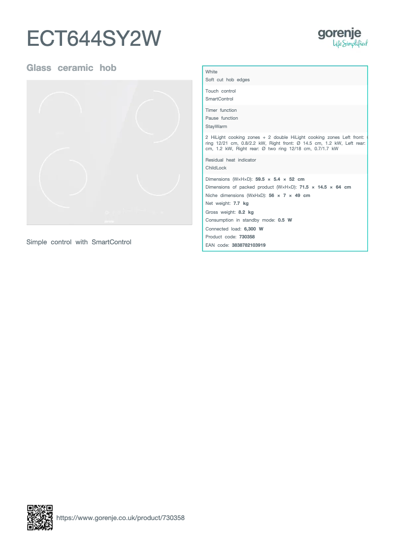 Image de la première page du manuel de l'appareil ECT644SY2W