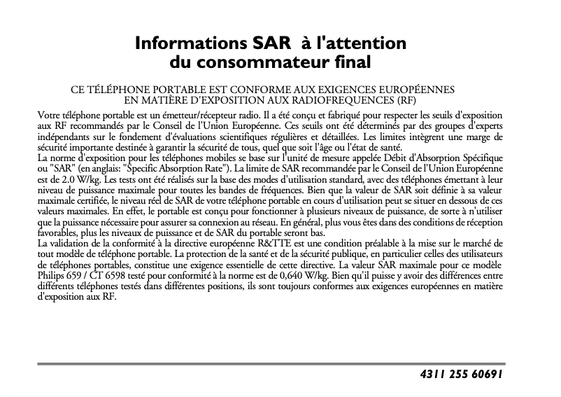 Page n°1 - Fiche technique Philips CT6598