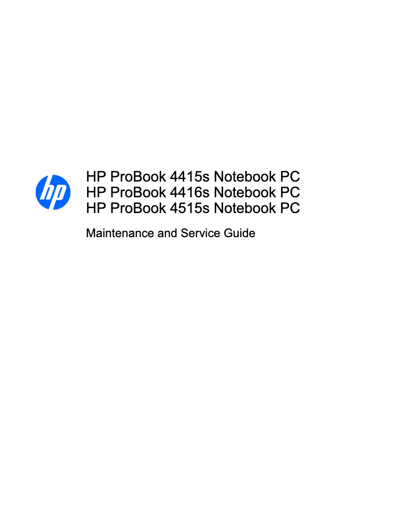 Page 1 de la notice Manuel utilisateur HP ProBook 4416s
