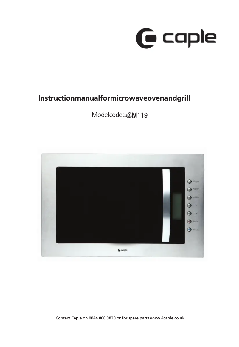 Page 1 de la notice Manuel utilisateur Caple CM119