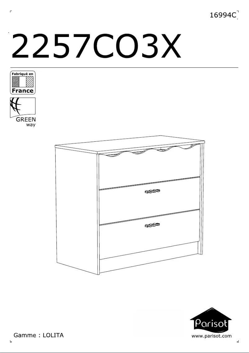 Page 1 de la notice Manuel utilisateur Parisot Lolita 2257CO3X