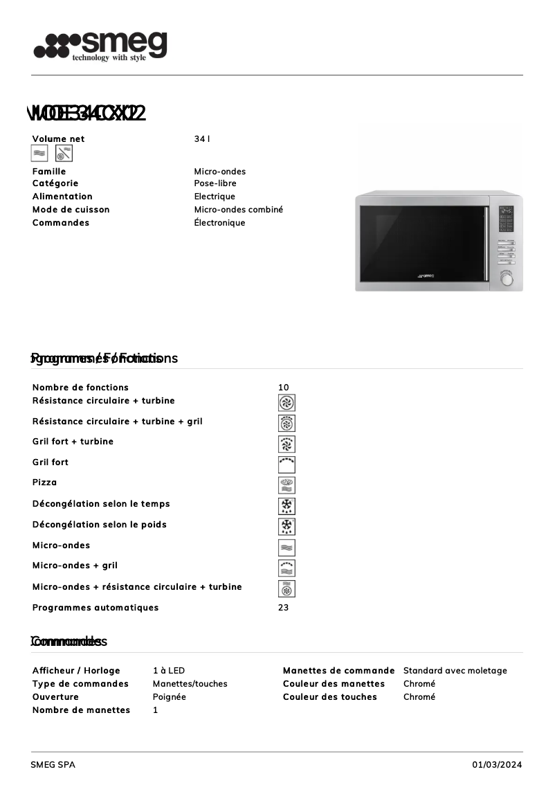 Image de la première page du manuel de l'appareil MOE34CXI2
