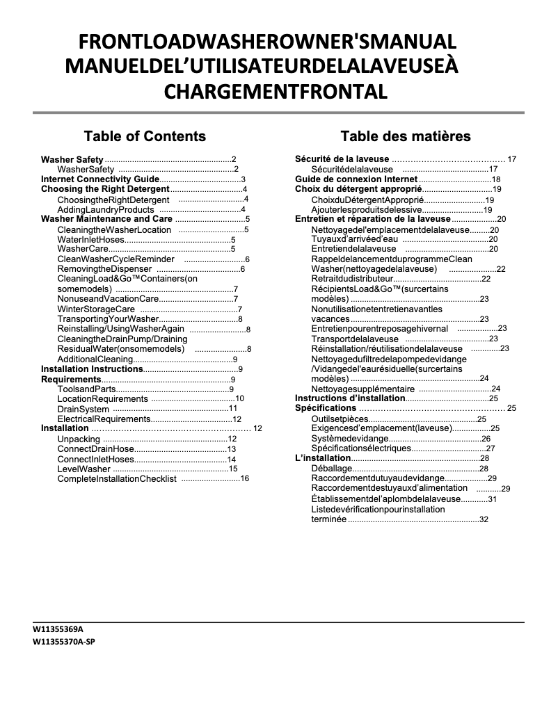 Page n°1 - Manuel utilisateur Whirlpool WHLAUWGD8620HW