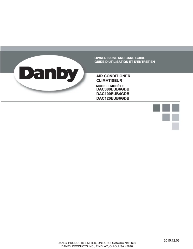Page n°1 - Manuel utilisateur Danby DAC120EUB6GDB