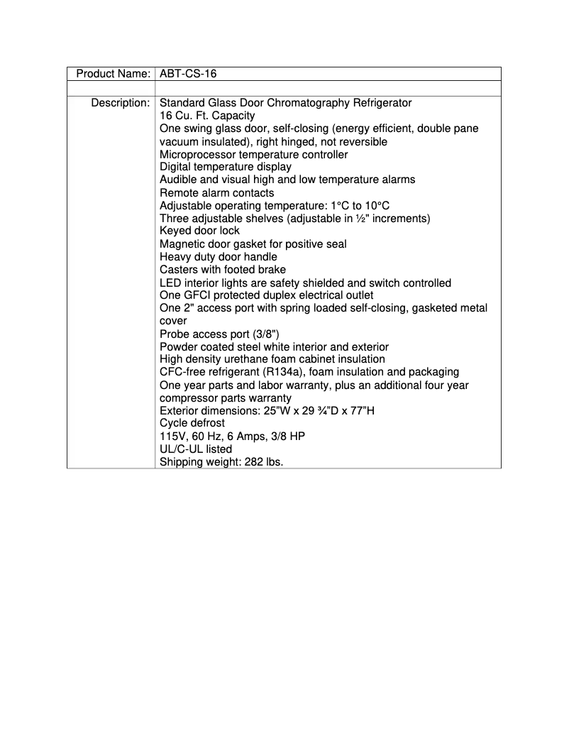 Page 1 de la notice Manuel utilisateur American BioTech Supply ABT-CS-16