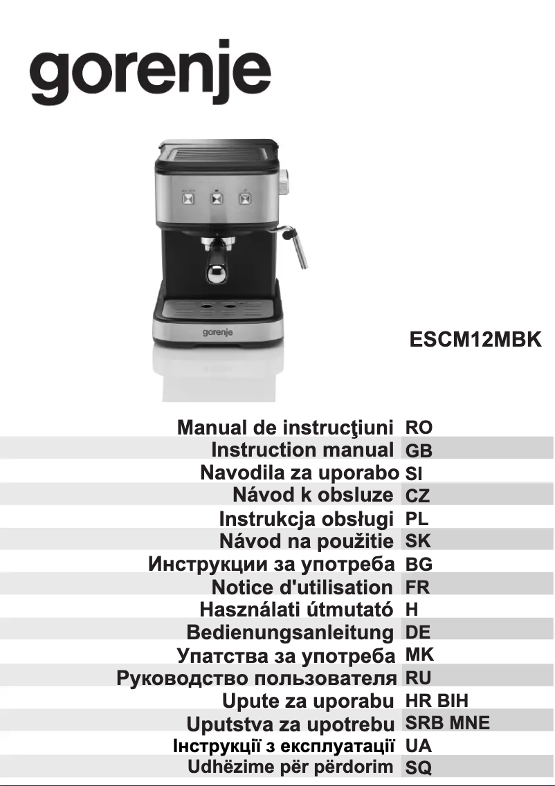 Page n°1 - Manuel utilisateur Gorenje ESCM12MBK