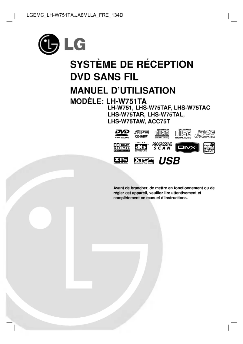 Page 1 de la notice Manuel utilisateur LG LH-W751TA