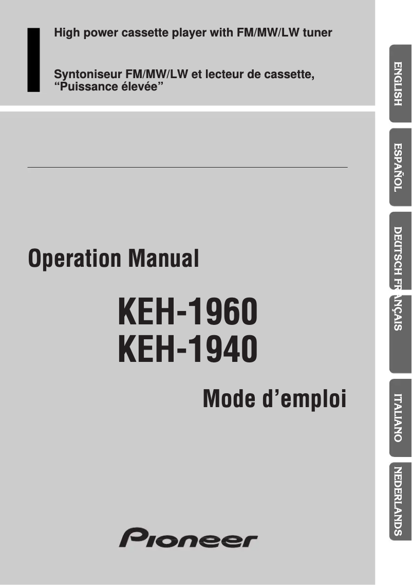 Page n°1 - Manuel utilisateur Pioneer KEH-1940
