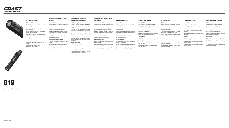 Page 1 de la notice Manuel utilisateur Coast G19