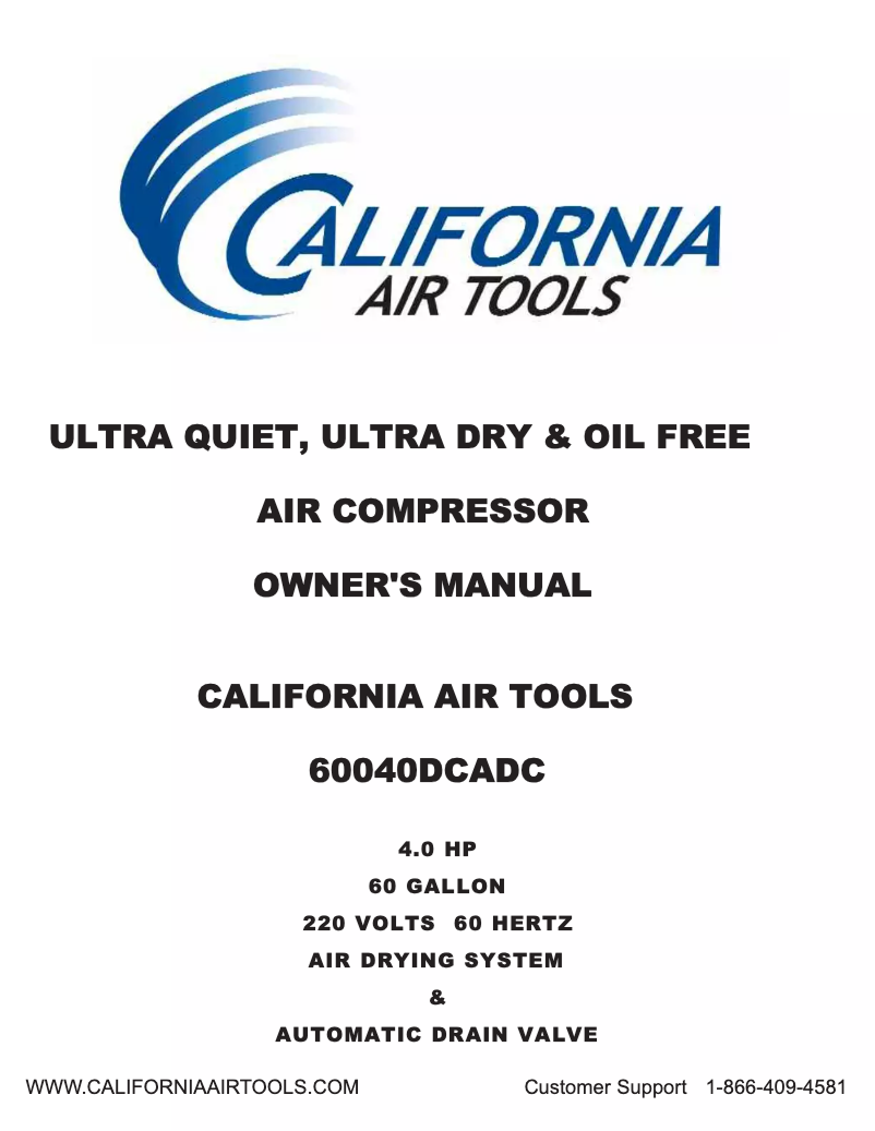 Page n°1 - Manuel utilisateur California Air Tools 60040DCADC