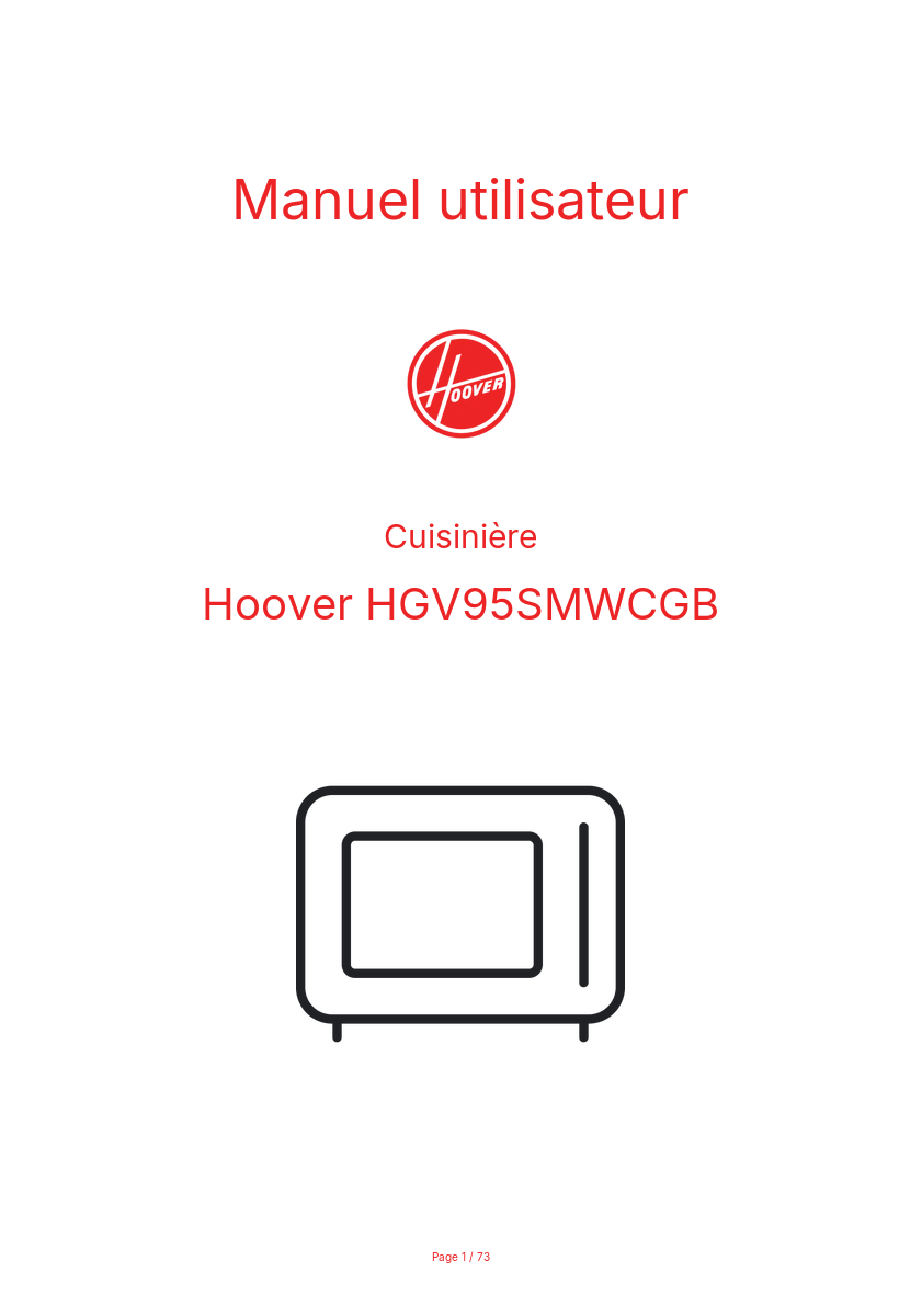 Page n°1 - Manuel utilisateur Hoover HGV95SMWCGB
