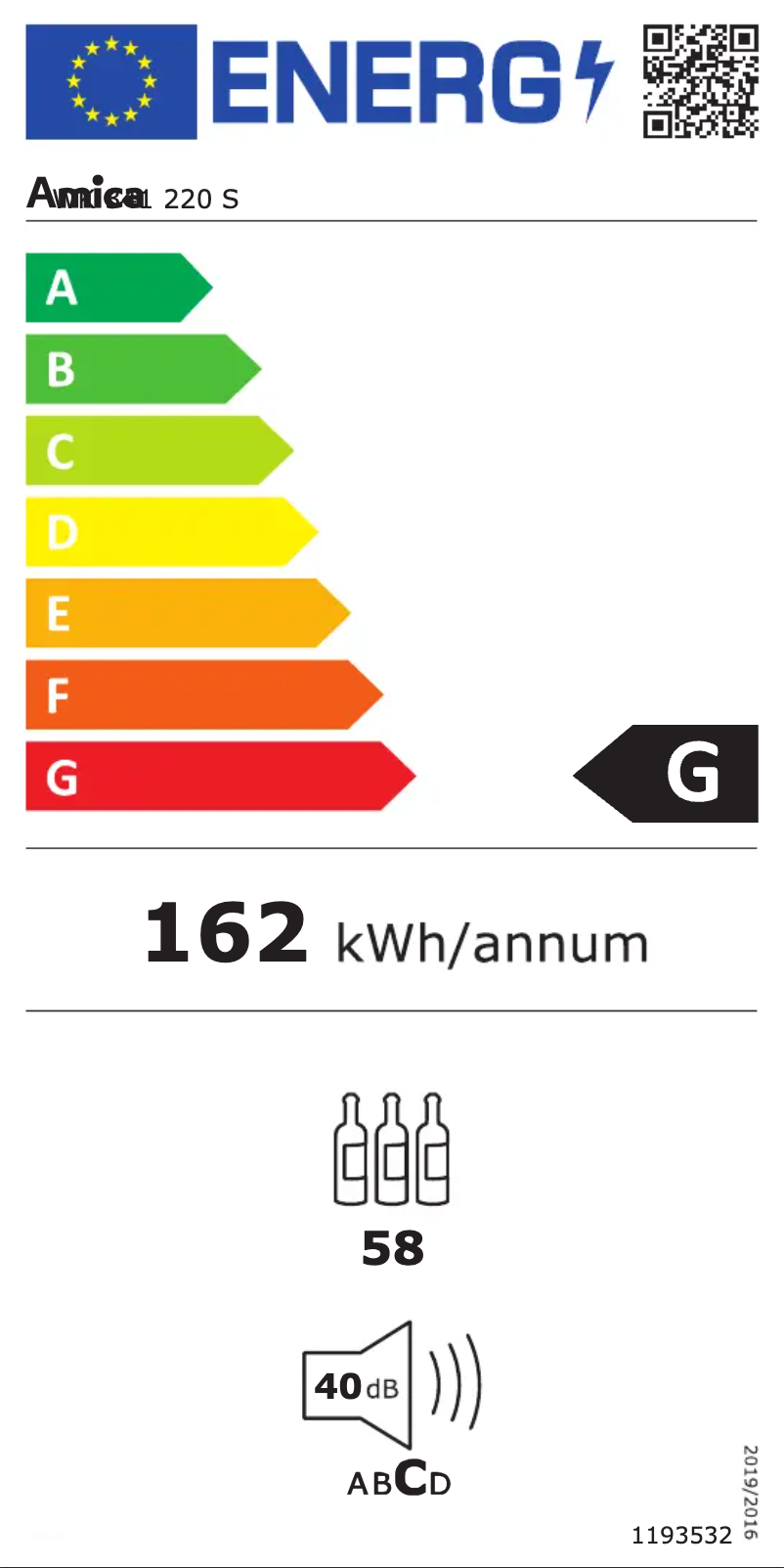 Page n°1 - Label énergétique Amica WK 341 220 S