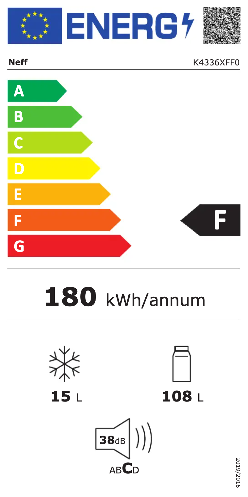 Page n°1 - Label énergétique Neff K4336XFF0