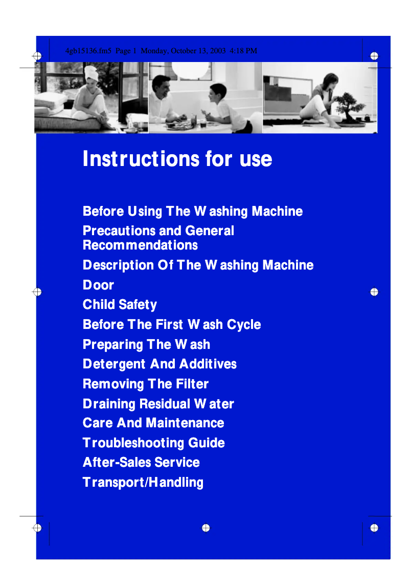 Image de la première page du manuel de l'appareil WAE 8385/2