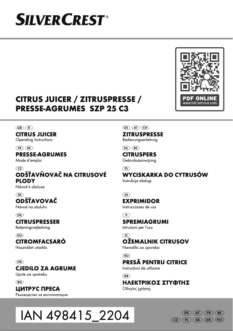 Image de la première page du manuel de l'appareil SZP 25 C3