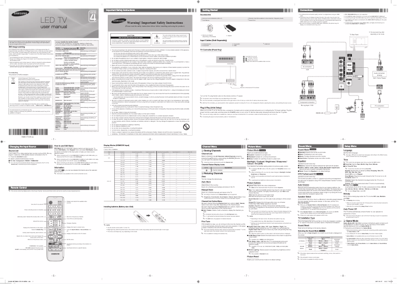Page 1 de la notice Manuel utilisateur Samsung UA32J4002AK