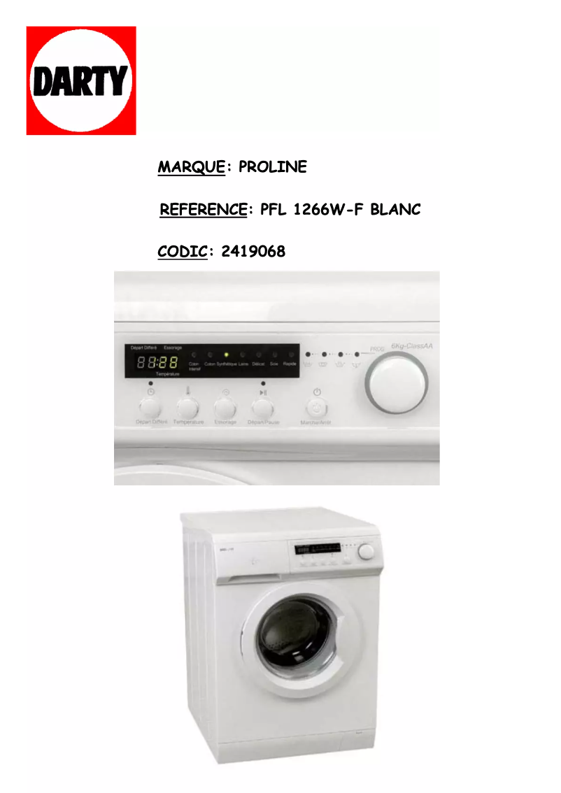 Imagen de la primera página del manual del dispositivo PFL 1266W-F