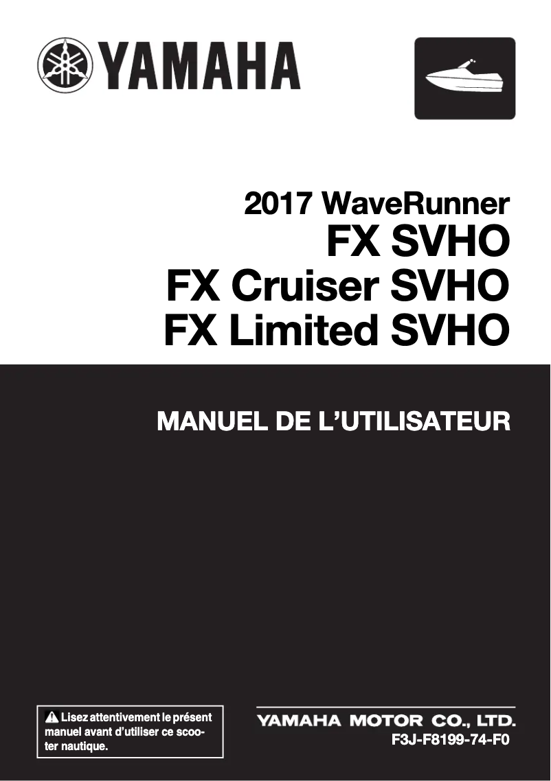 Page n°1 - Manuel utilisateur Yamaha WaveRunner FX SVHO (2017)