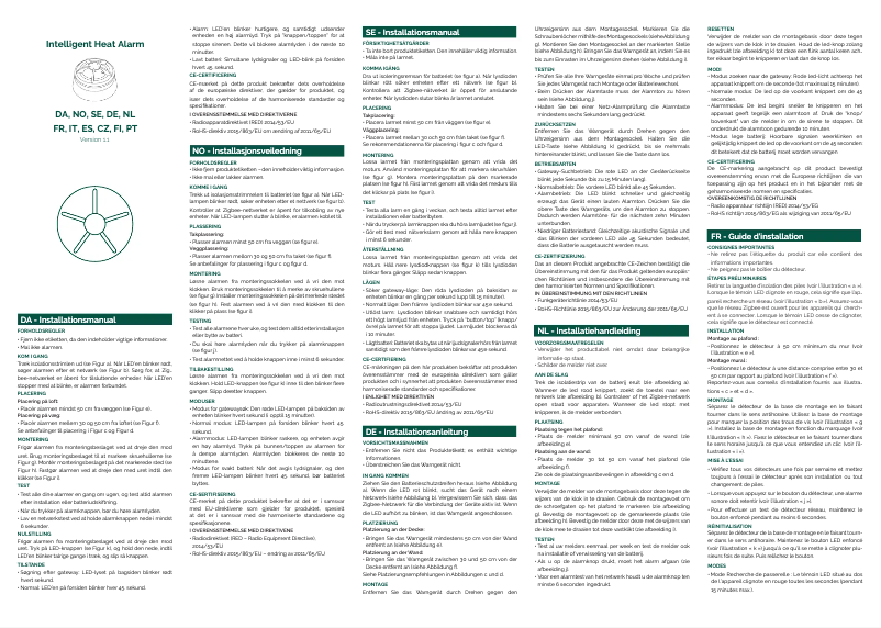 Page 1 de la notice Manuel utilisateur Frient Intelligent Heat Alarm