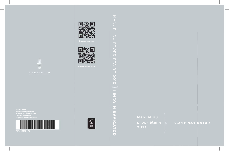 Page n°1 - Manuel utilisateur Lincoln Navigator (2013)