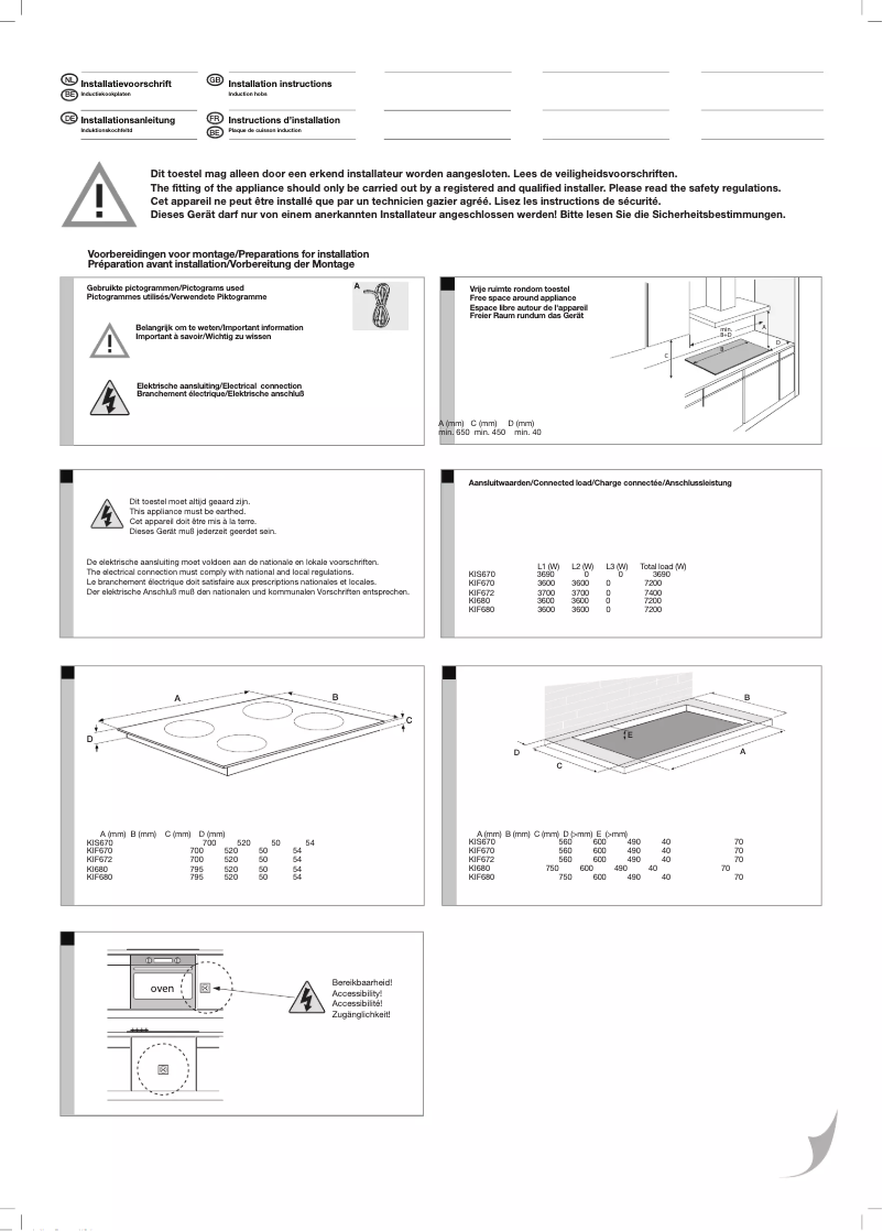 Page 1 de la notice Guide d'installation Etna KIF680ZT