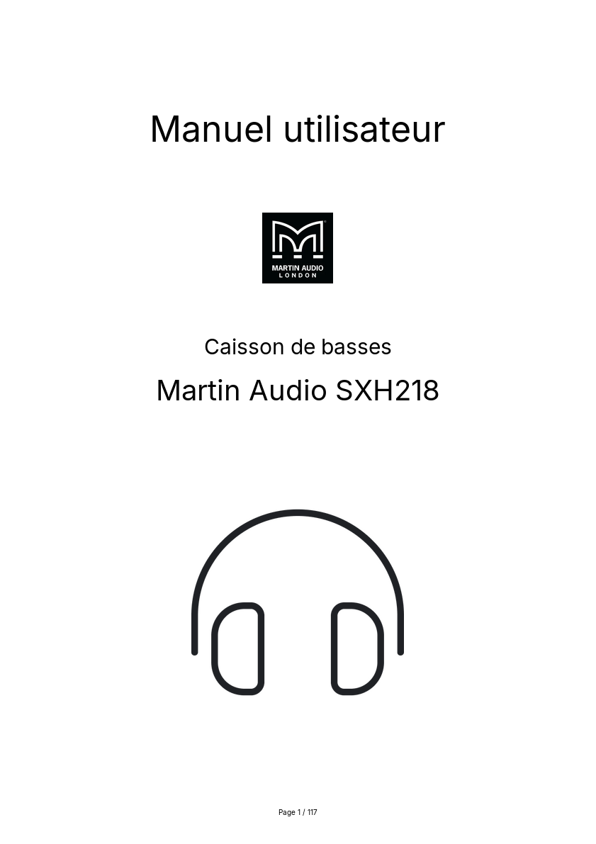 Page n°1 - Manuel utilisateur Martin Audio SXH218