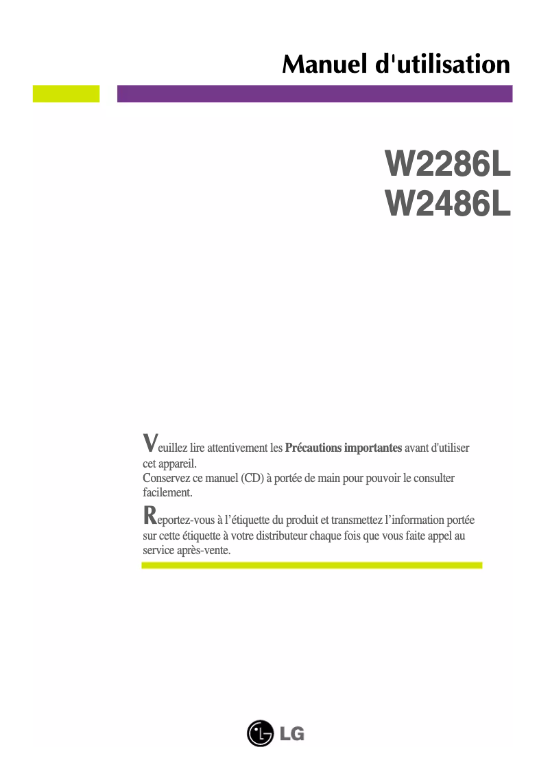 Página 1 del manual Manual de usuario LG W2286L-PF