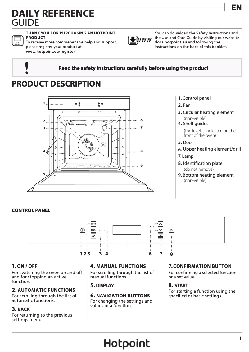 Page n°1 - Manuel utilisateur Hotpoint SI6 874 SC IX