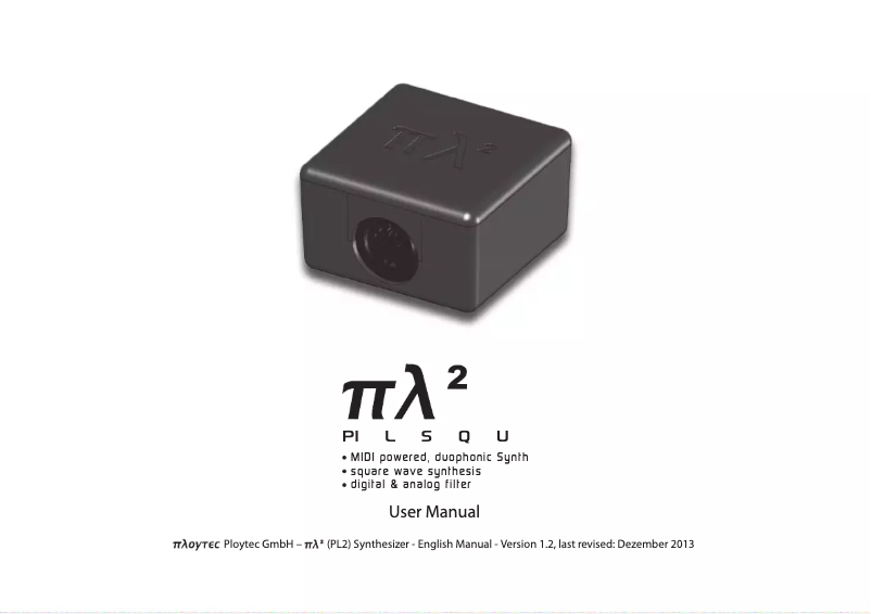Page 1 de la notice Manuel utilisateur Ploytec PL2