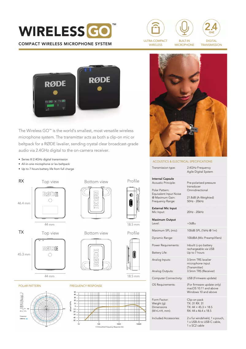 Page n°1 - Fiche technique Røde Wireless Go