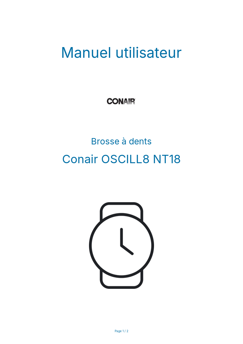 Page n°1 - Manuel utilisateur Conair OSCILL8 NT18