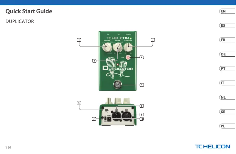 Page 1 de la notice Guide de démarrage rapide TC Helicon Duplicator