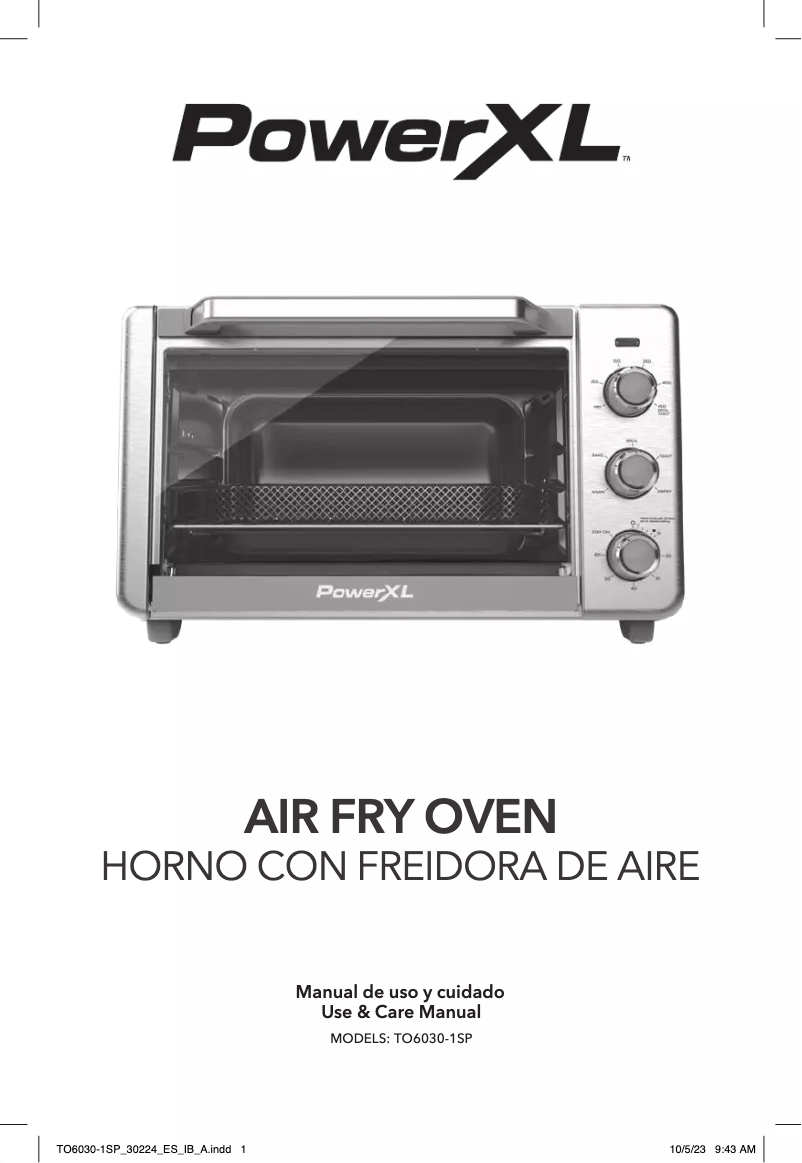 Page n°1 - Manuel utilisateur PowerXL Air Fry Oven TO6030-1SP