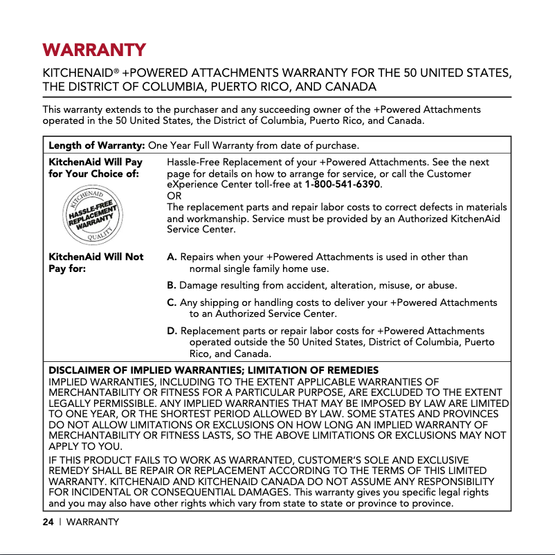 Page n°1 - Informations de garantie KitchenAid KOSE900HBS