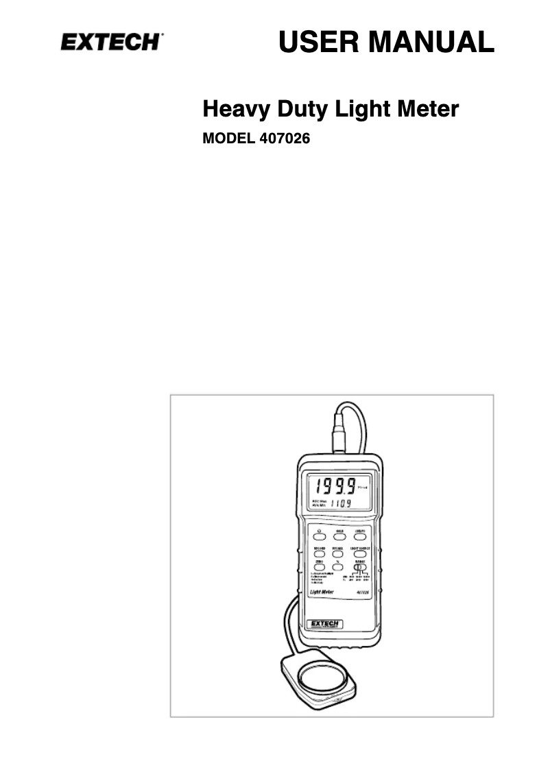 Page 1 de la notice Manuel utilisateur Extech 407026