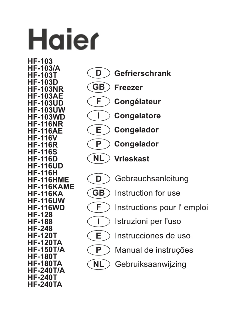 Page n°1 - Manuel utilisateur Haier HF-116HME