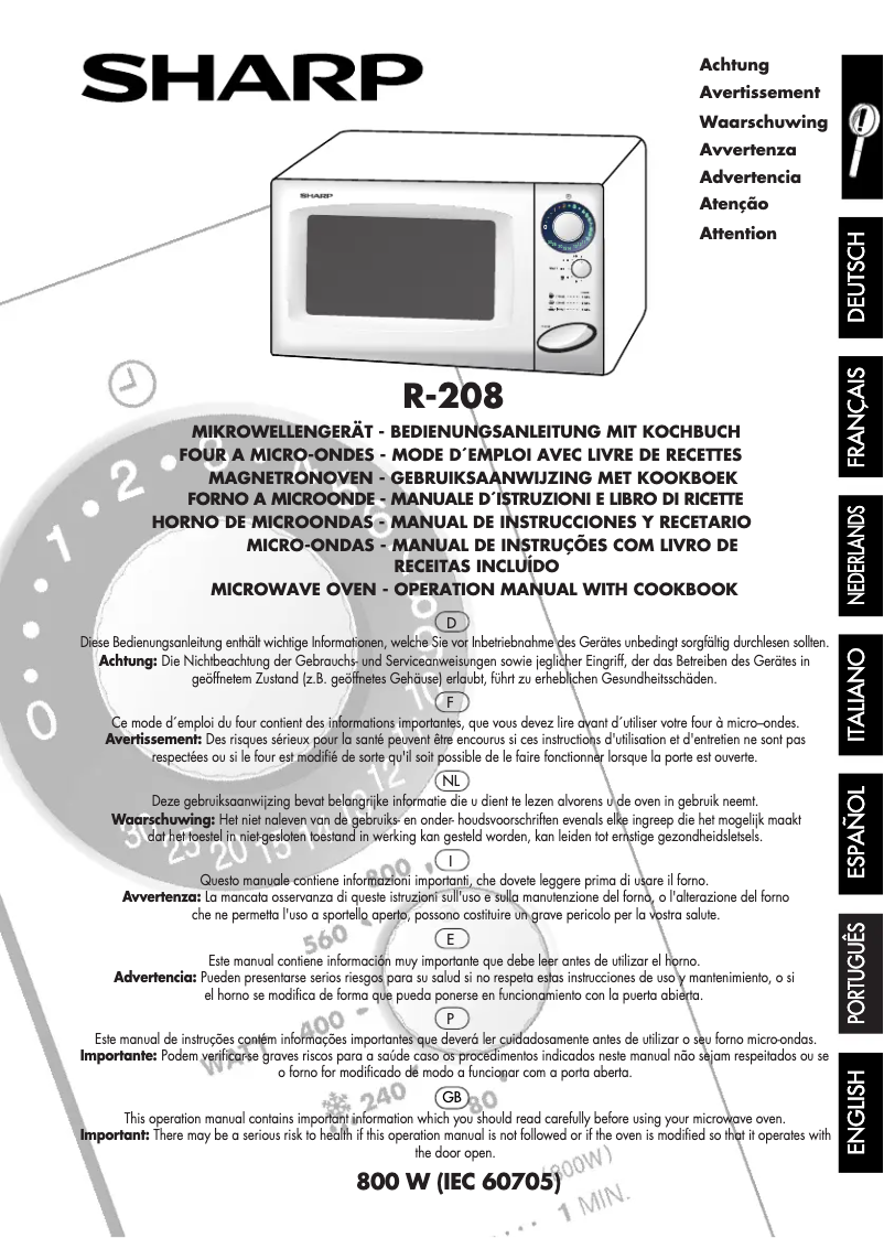 Page 1 de la notice Manuel utilisateur Sharp R-208 W