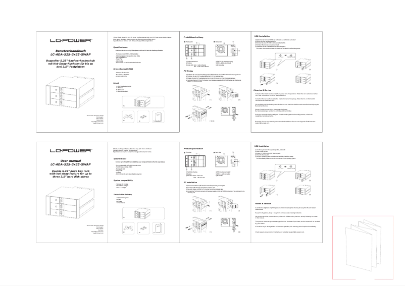 Page 1 de la notice Mode d'emploi LC-Power LC-ADA-525-3x35-SWAP