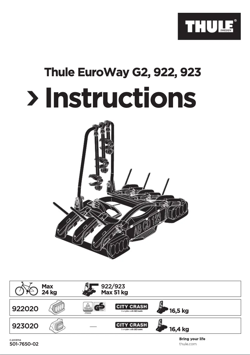 Page 1 of the manual User Manual Thule EuroWay G2 923