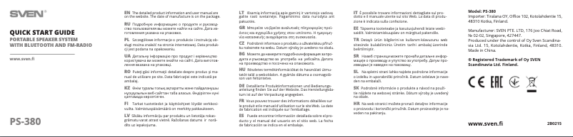 Image de la première page du manuel de l'appareil PS-380