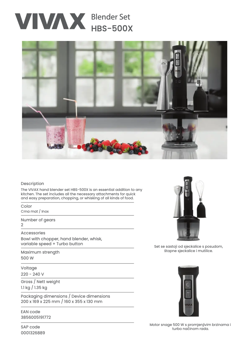 Page 1 de la notice Manuel utilisateur Vivax HBS-500X